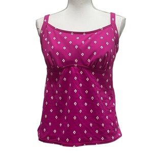 Lands' End Fuchsia/White Tankini Swim Top